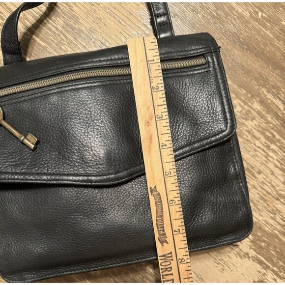 Vintage 1954 Fossil Pebbled Leather Shoulder Bag 75082 Black Crossbody Purse Y2K - Picture 4 of 11